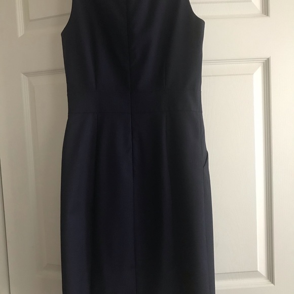 JCrew Suiting Navy Blue pinstripe Wool pocketed Emmaleigh Dress - Picture 6 of 10
